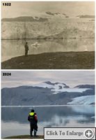 Blomstrandbreen glacier 1922 and 2024